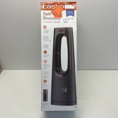 Lasko Bladeless 1500W 28 in. Black Electric Oscillating Tower Ceramic Space Heater with Remote Control and Digital Display CW100