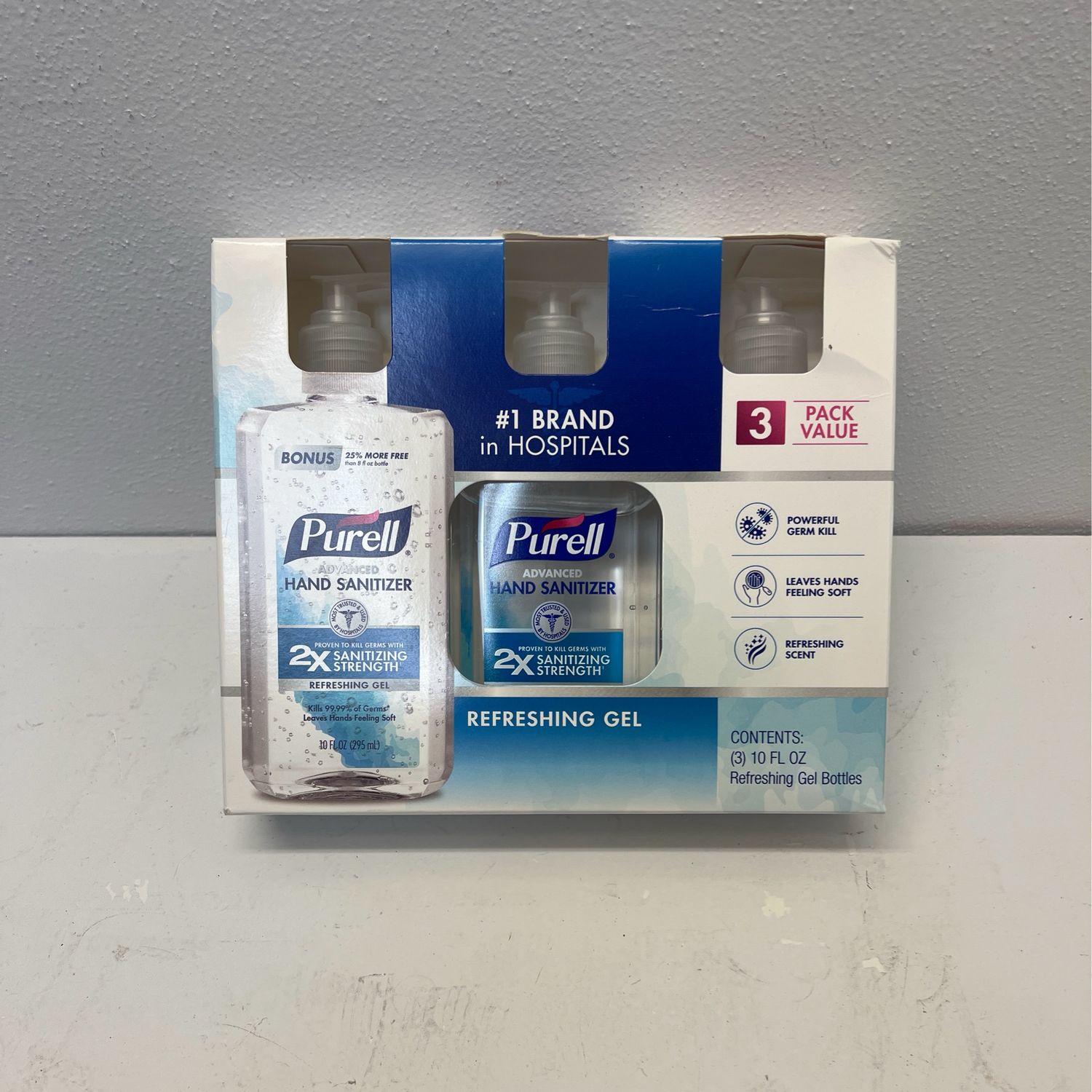 Purell Advanced Hand Sanitizer Refreshing Gel 10 Fluid Ounce (Pack of 3)