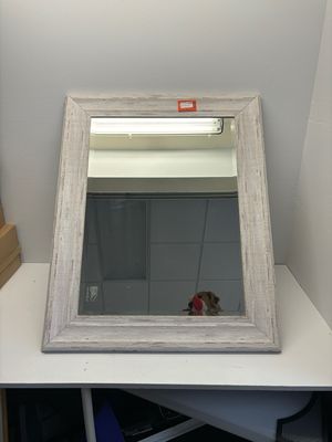 Home Decorators Collection 32 In Distressed White Framed Mirror