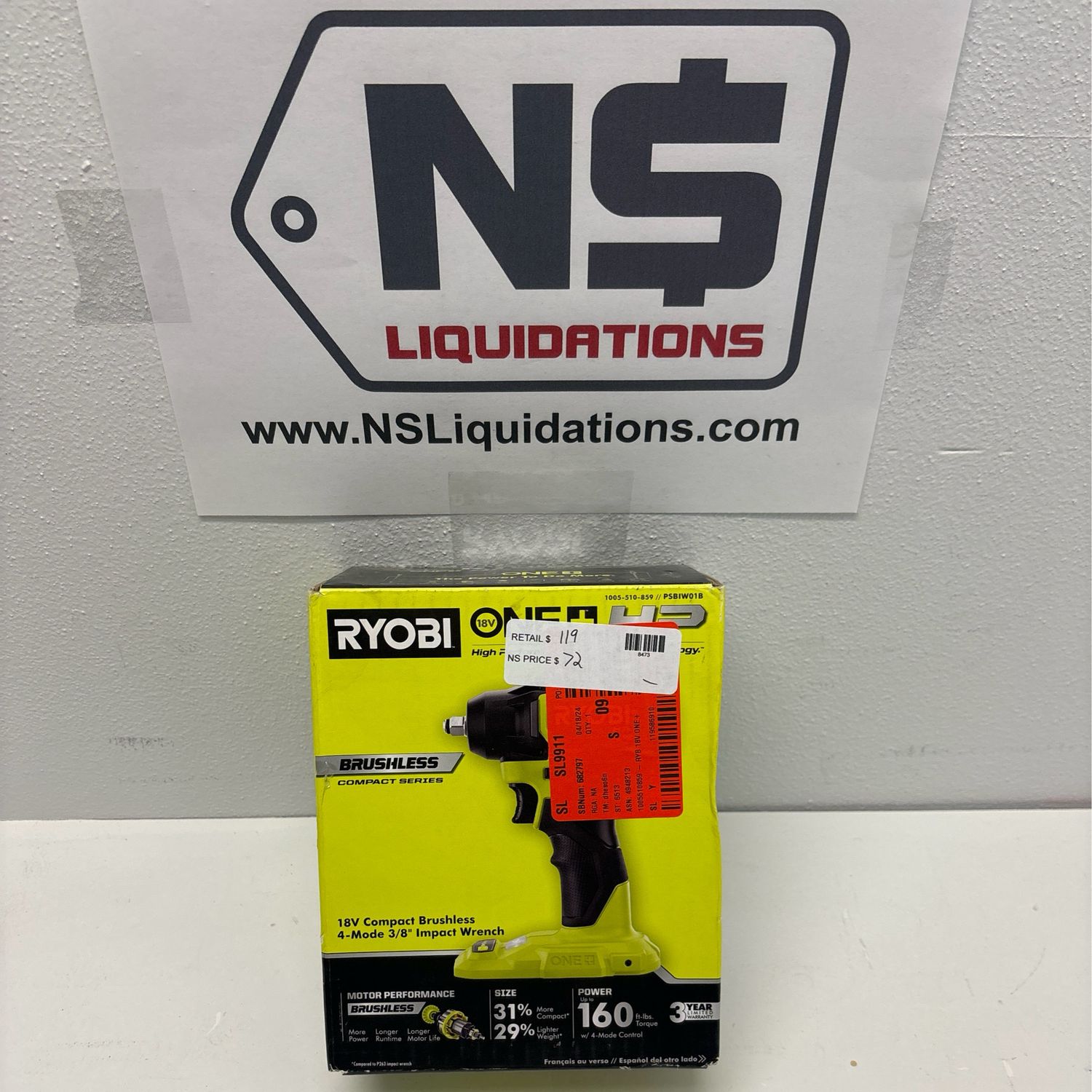 Ryobi ONE+ HP 18V Brushless Cordless Compact 3/8 in. Impact Wrench (Tool Only) PSBIW01B