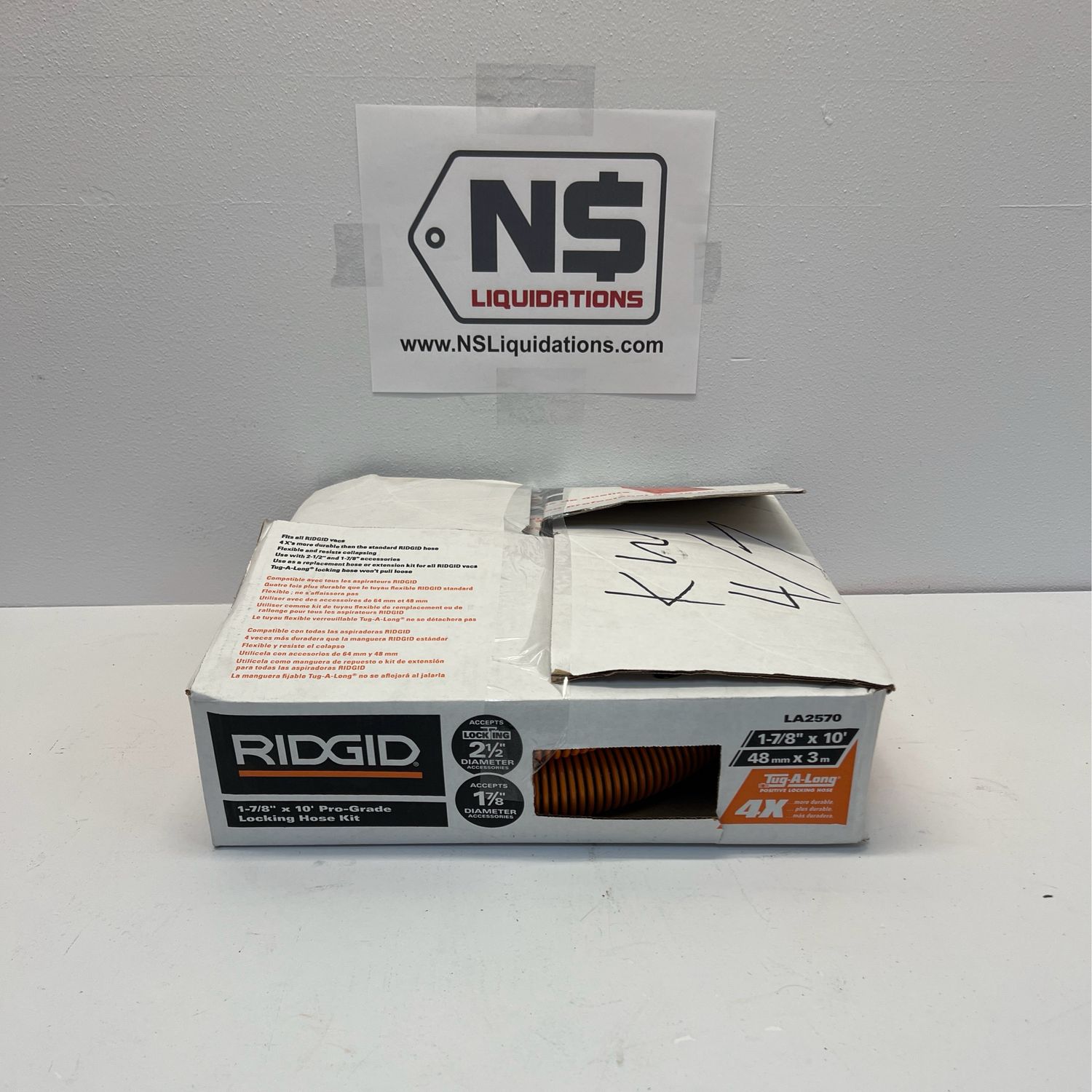 Ridgid 1-7/8 in. x 10 ft. Pro-Grade Locking Vacuum Hose Kit for RIDGID Wet/Dry Shop Vacuums LA2570..