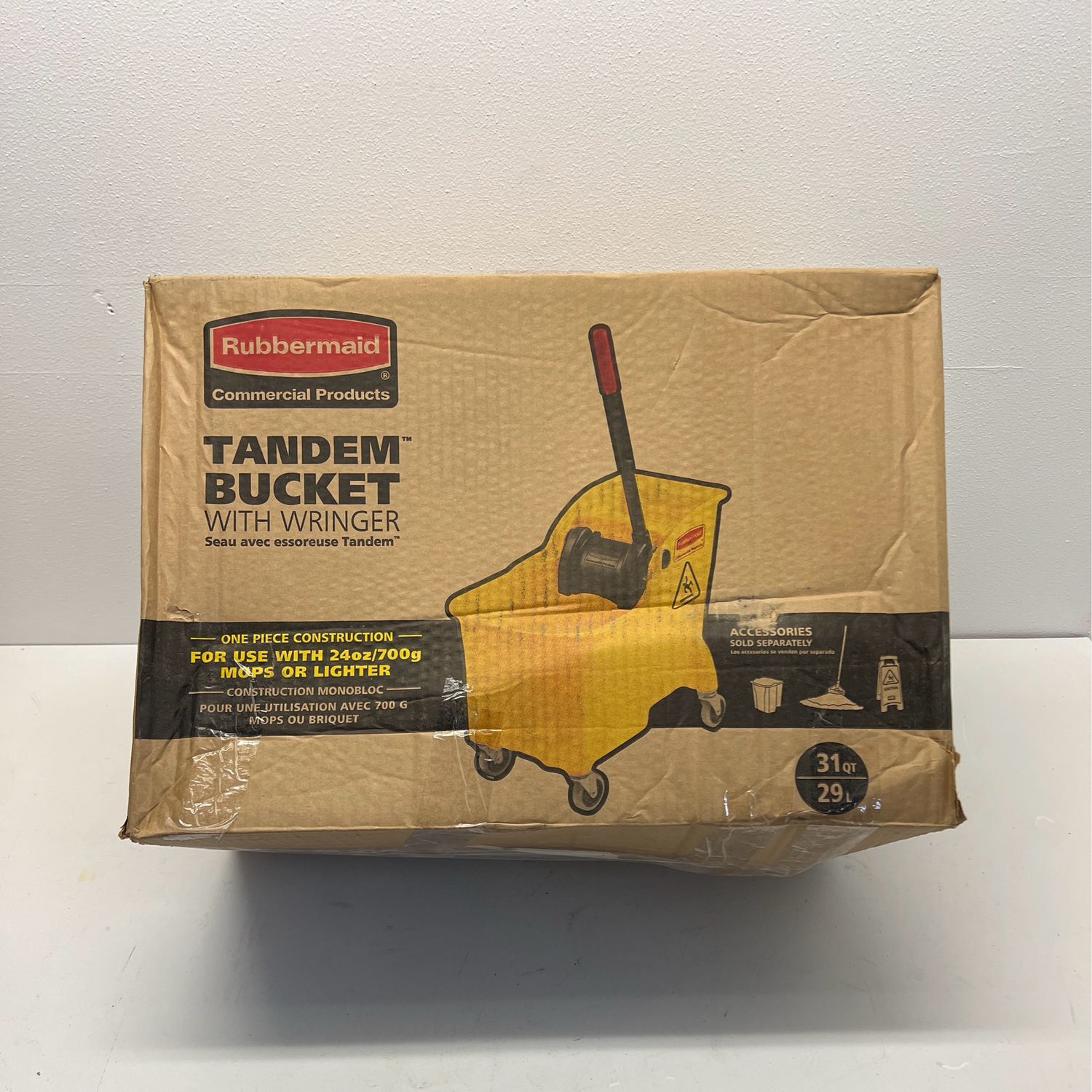 Rubbermaid Tandem 7.75 Gal. Yellow Mop Bucket with Wringer Combo RCP738000YEL