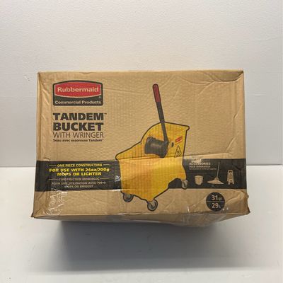 Rubbermaid Tandem 7.75 Gal. Yellow Mop Bucket with Wringer Combo RCP738000YEL