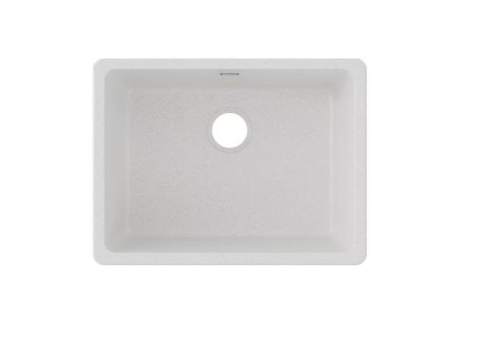 Elkay Quartz Classic 25in. Undermount 1 Bowl White Granite/Quartz Composite Sink Only and No Accessories ELGU2522WH0