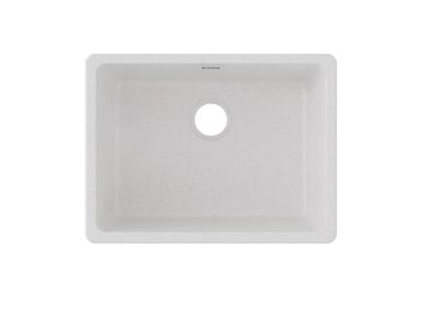 Elkay Quartz Classic 25in. Undermount 1 Bowl White Granite/Quartz Composite Sink Only and No Accessories ELGU2522WH0