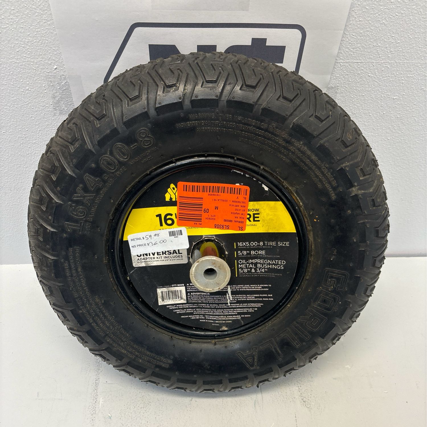 Gorilla 16 in. Turf Universal Wheelbarrow Tire GTT-16WB