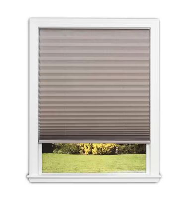 Redi Shade Easy Lift Cut-to-Size Natural Cordless Room Darkening Fabric Pleated Shades 48 in. W x 64 in. L 3512660