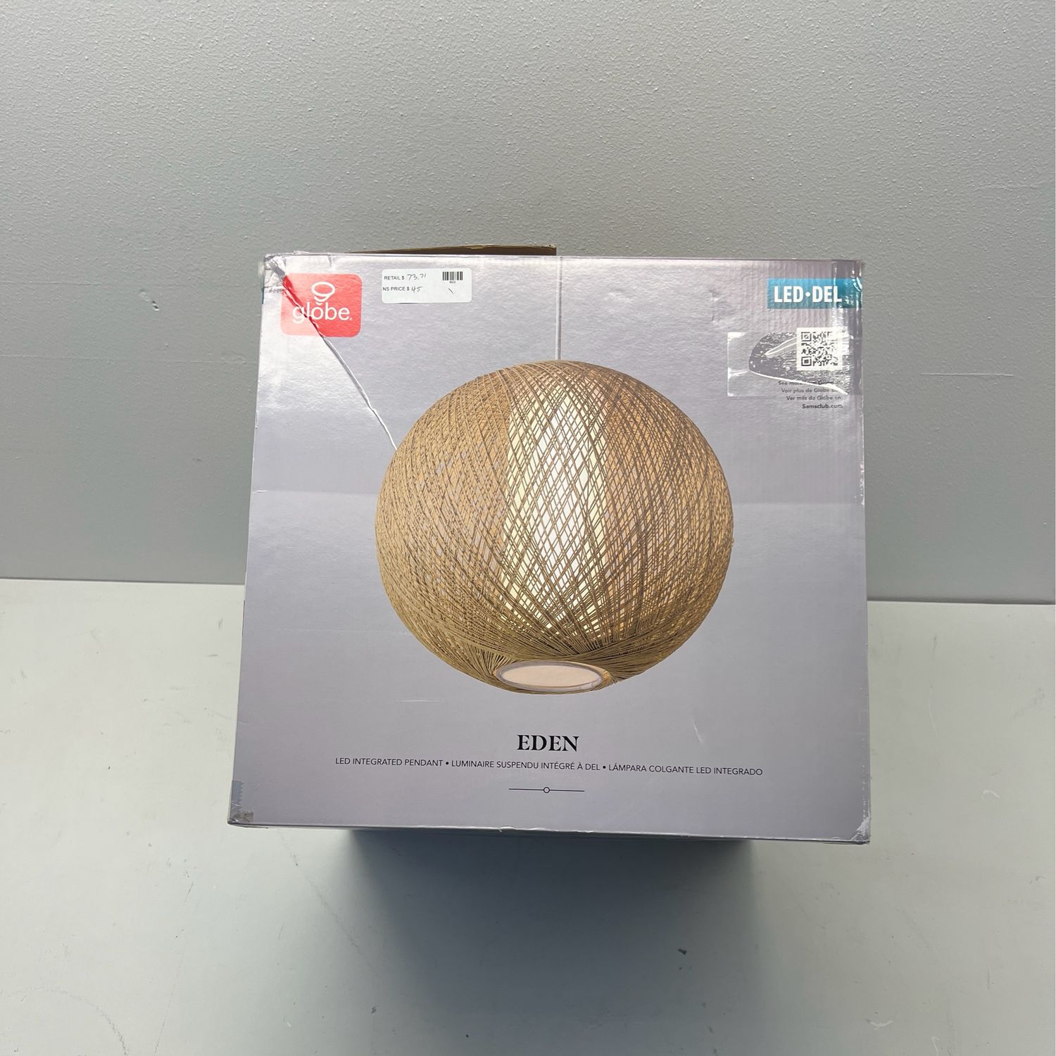 Globe Electric LED Integrated Natural Rattan Pendant, Eden
