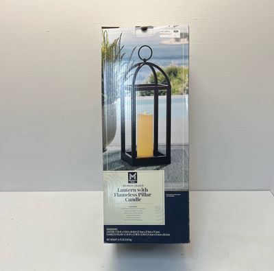 Member&#39;s Mark 28&quot; Lantern with Flameless Plastic Pillar Candle, Black