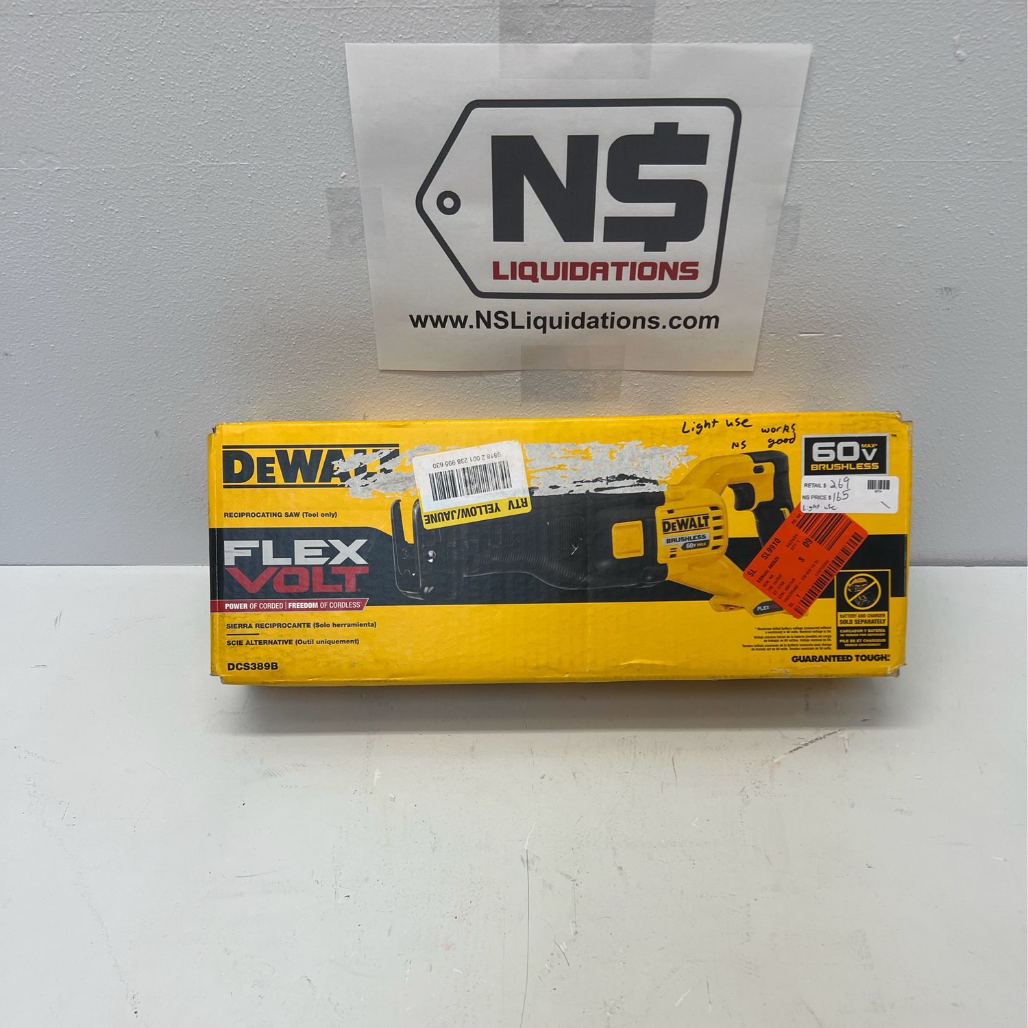 Dewalt FLEXVOLT 60V MAX Cordless Brushless Reciprocating Saw (Tool Only) DCS389B .
