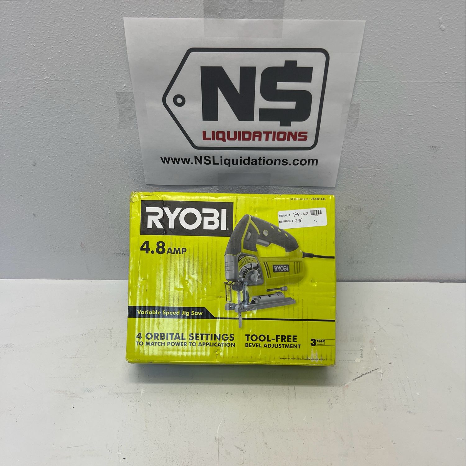 Ryobi 4.8 Amp Corded Variable Speed Orbital Jig Saw JS481LG