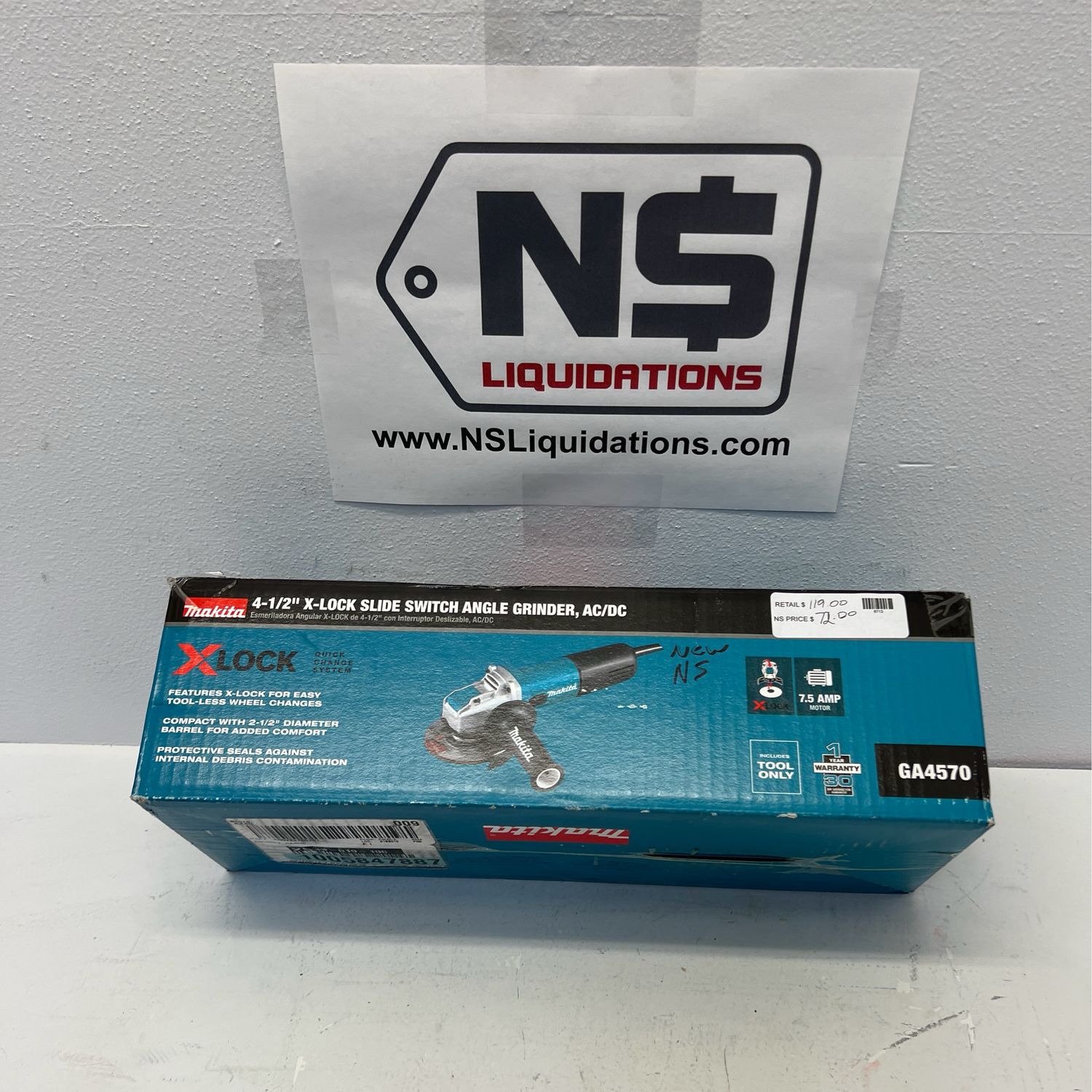 Makita 7.5 Amp Corded 4-1/2 in. X-LOCK Angle Grinder with AC/DC Switch GA4570