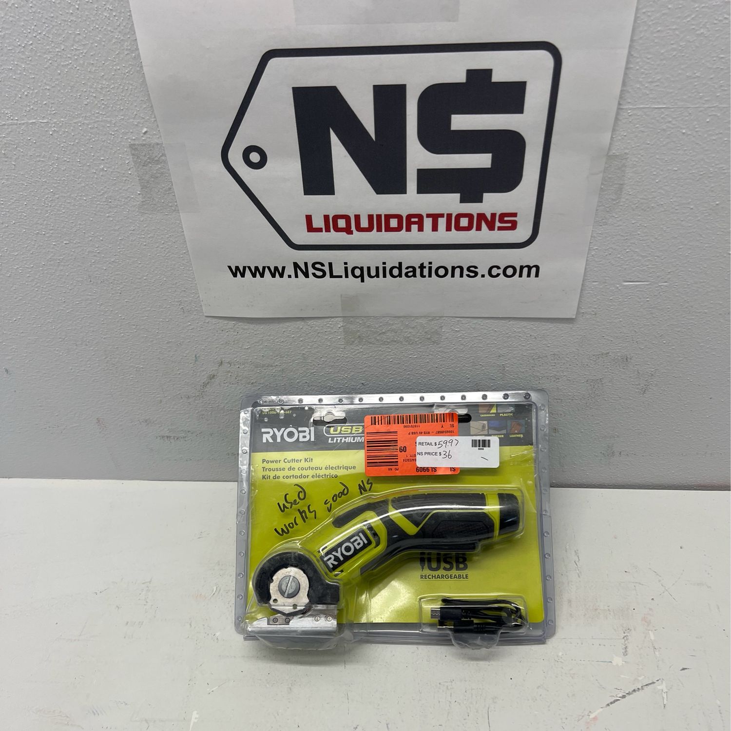 Ryobi USB Lithium Power Cutter Kit with 2.0 Ah USB Lithium Battery and Charging Cable FVC51K .