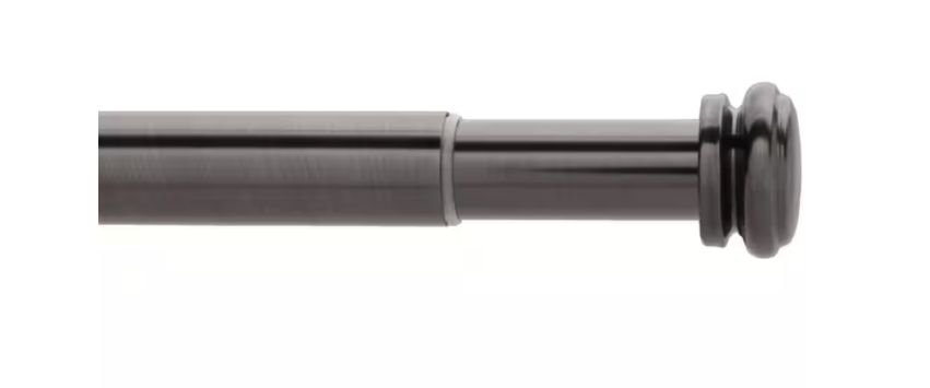 Home Decorators Collection 36 in. - 72 in. Telescoping 1 in. Single Curtain Rod in Gunmetal  U-GM72FOHJ07