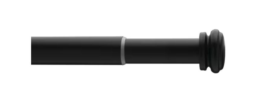 Home Decorators Collection 36 in. - 72 in. End Cap Telescoping 1 in. Single Curtain Rod in Matte Black AORB72FOHJ07