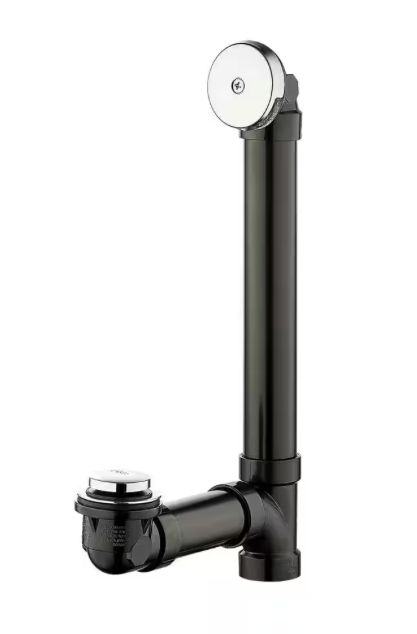 Everbilt Easy Touch 1-1/2 in. Schedule 40 Black ABS Pipe Bath Waste and Overflow Drain in Chrome SH-7103-A-01-03-1