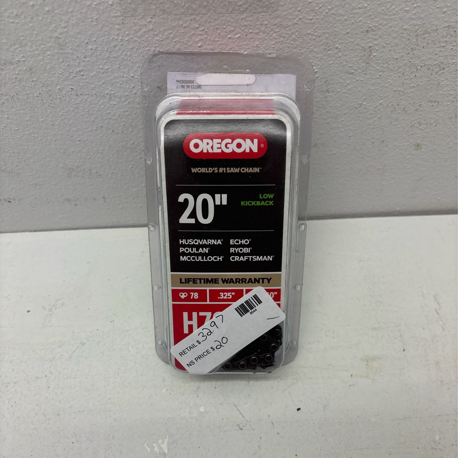 Oregon Chainsaw Chain for 20in. Bar Fits, Echo, Husqvarna, John Deere, Poulan, Jonsered, Craftsman, Makita and Others H78