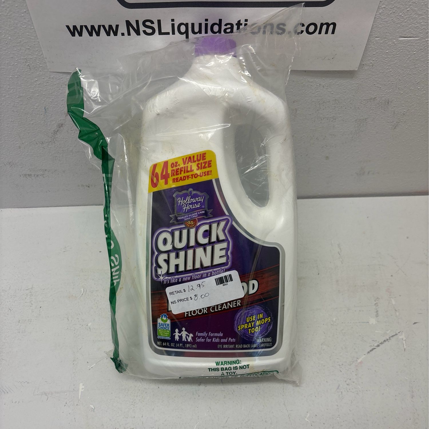 Holloway House Quick Shine Hardwood Floor Cleaner 64oz | Use in Spray &amp; Vac Mops | Removes Dirt &amp; Scuff Marks | Ready-to-Use, Streak Free, No Rinse | Safer Choice Cleaner |Perfect for Gentle and Effec