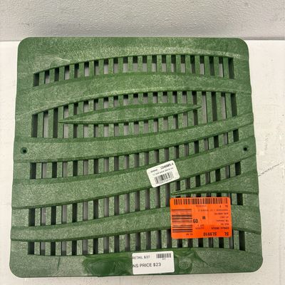 NDS 12 in. Plastic Square Drainage Catch Basin Grate with Wave Design in Green 1224GRRTL