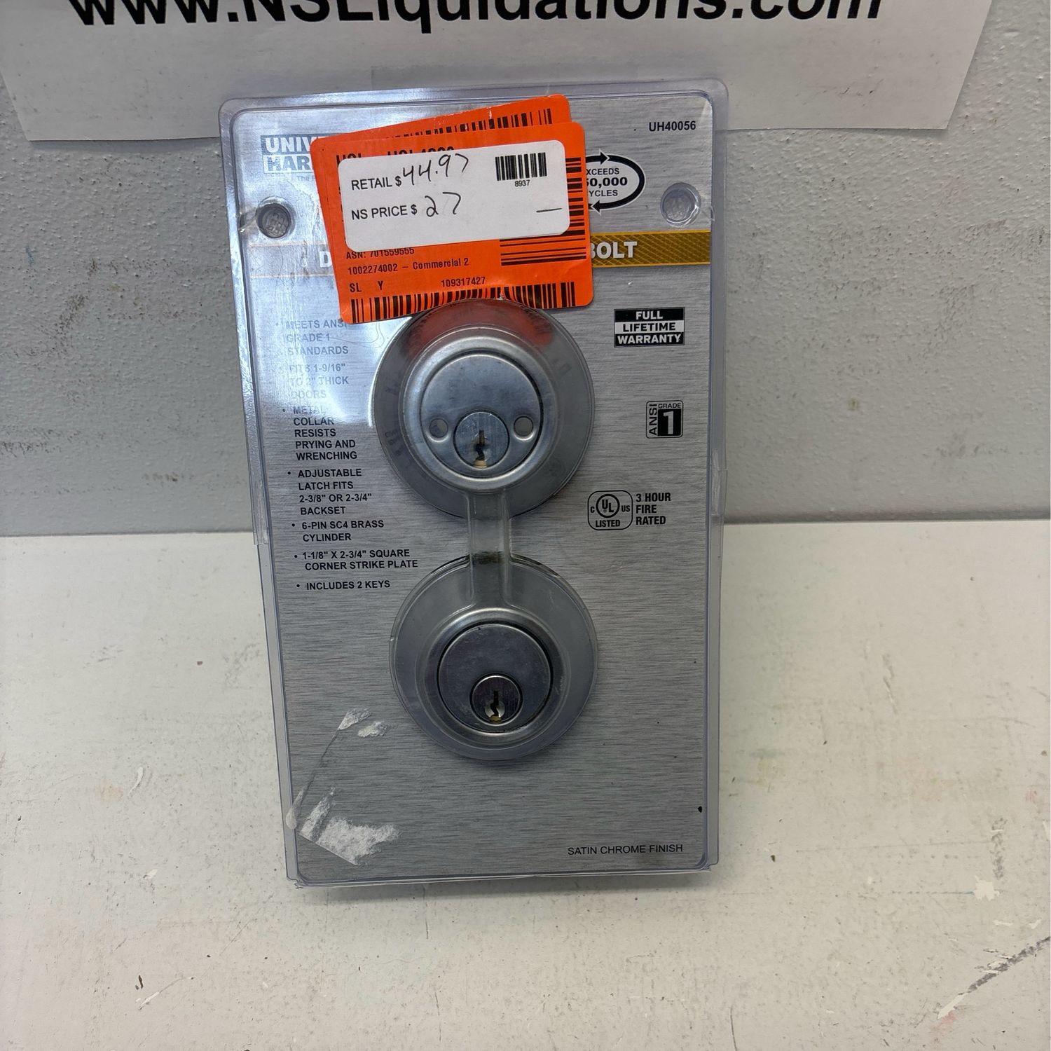 Universal Hardware Universal Hardware Industrial Duty Commercial Double Cylinder Deadbolt UH40056