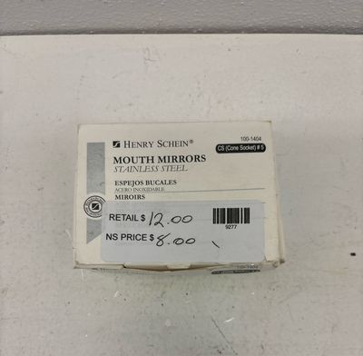 Henry Schein Mouth Mirror Head Stainless Steel Size 5 Cone Socket Plane 12/Bx 100-1404