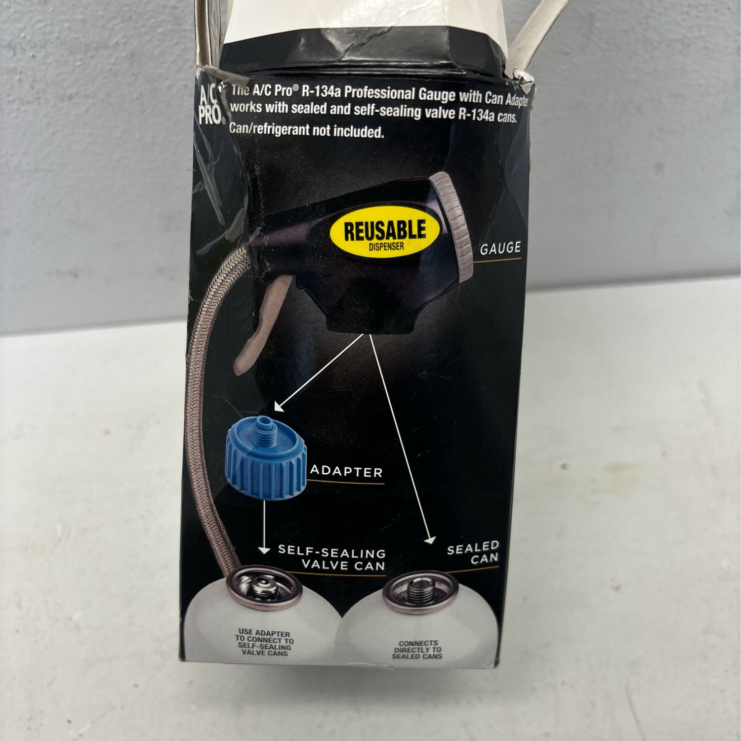 A/C Pro R-134A Professional Gauge with Can Adapter IDQ ACP401-W3 AC Pro