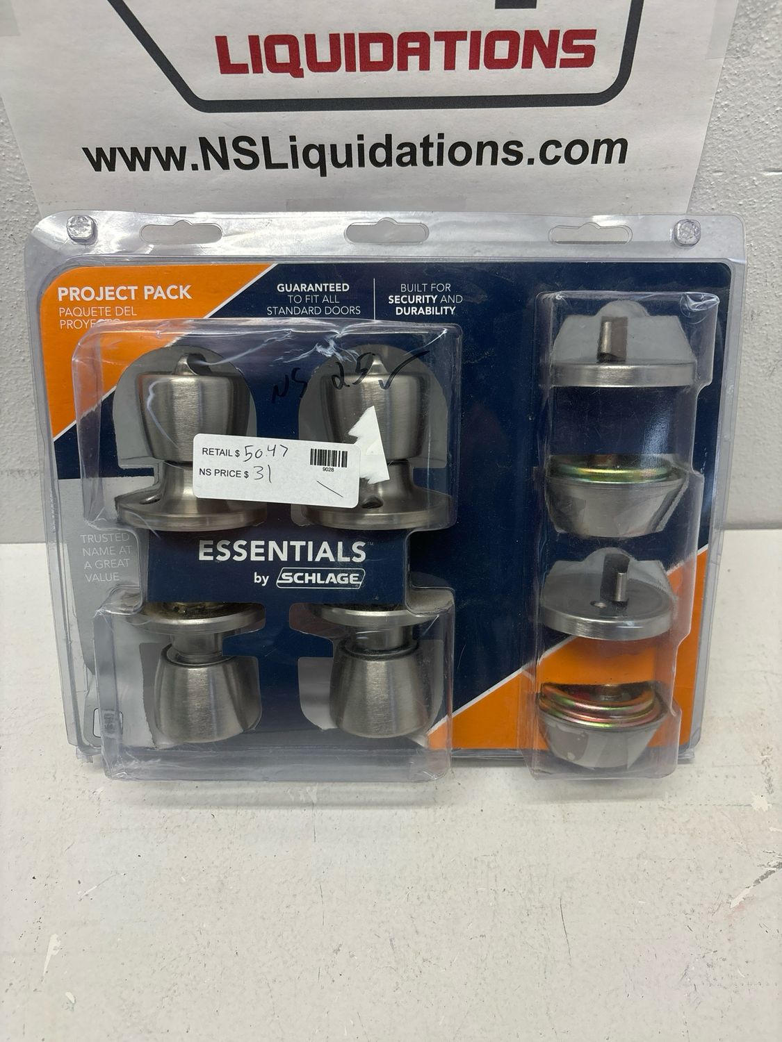 Schlage Brill Satin Stainless Steel Single Cylinder Deadbolt and Keyed Entry Door Knob Project Pack VCT60 V BRL 630