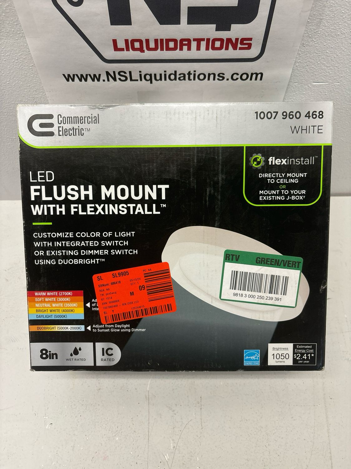 Commercial Electric Flexinstall LED 8 in. White Disklight Recessed Ceiling Light for Home with 5CCT + DuoBright Dimming 1007960468