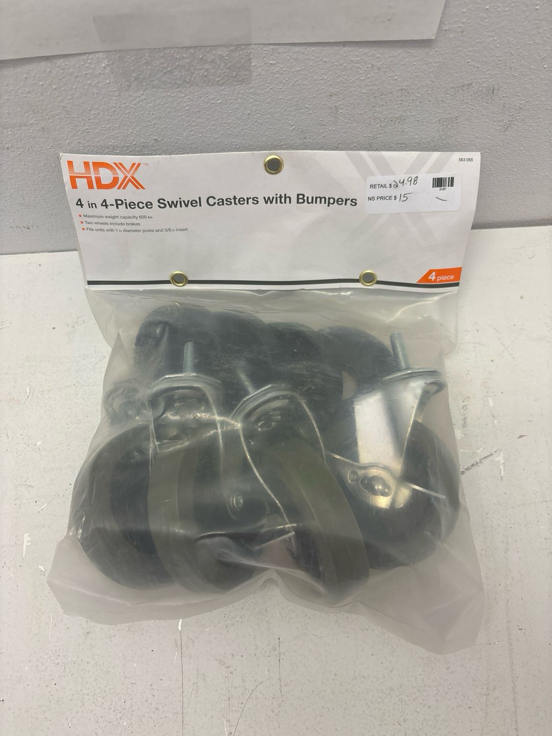HDX 4 in. Industrial Casters with Bumper (4-Pack) 30260PS-2 ..