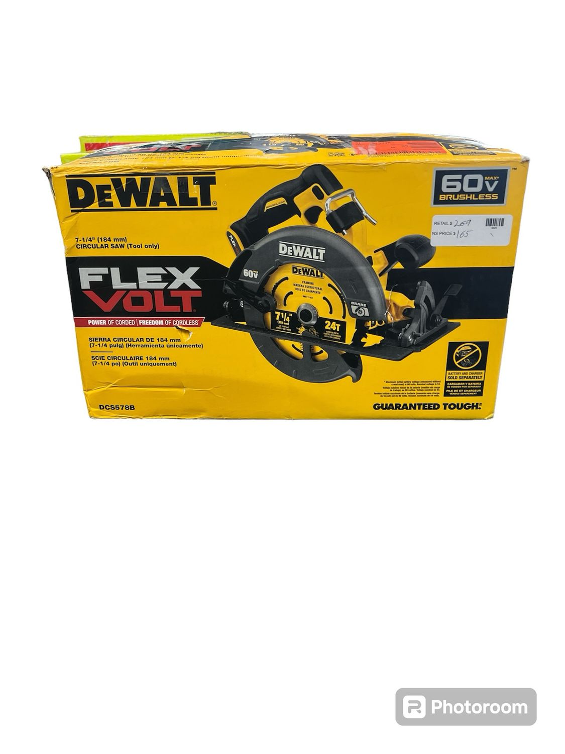 Dewalt FLEXVOLT 60V MAX Cordless Brushless 7 1 4 in. Circular Saw with Brake Tool Only DCS578B