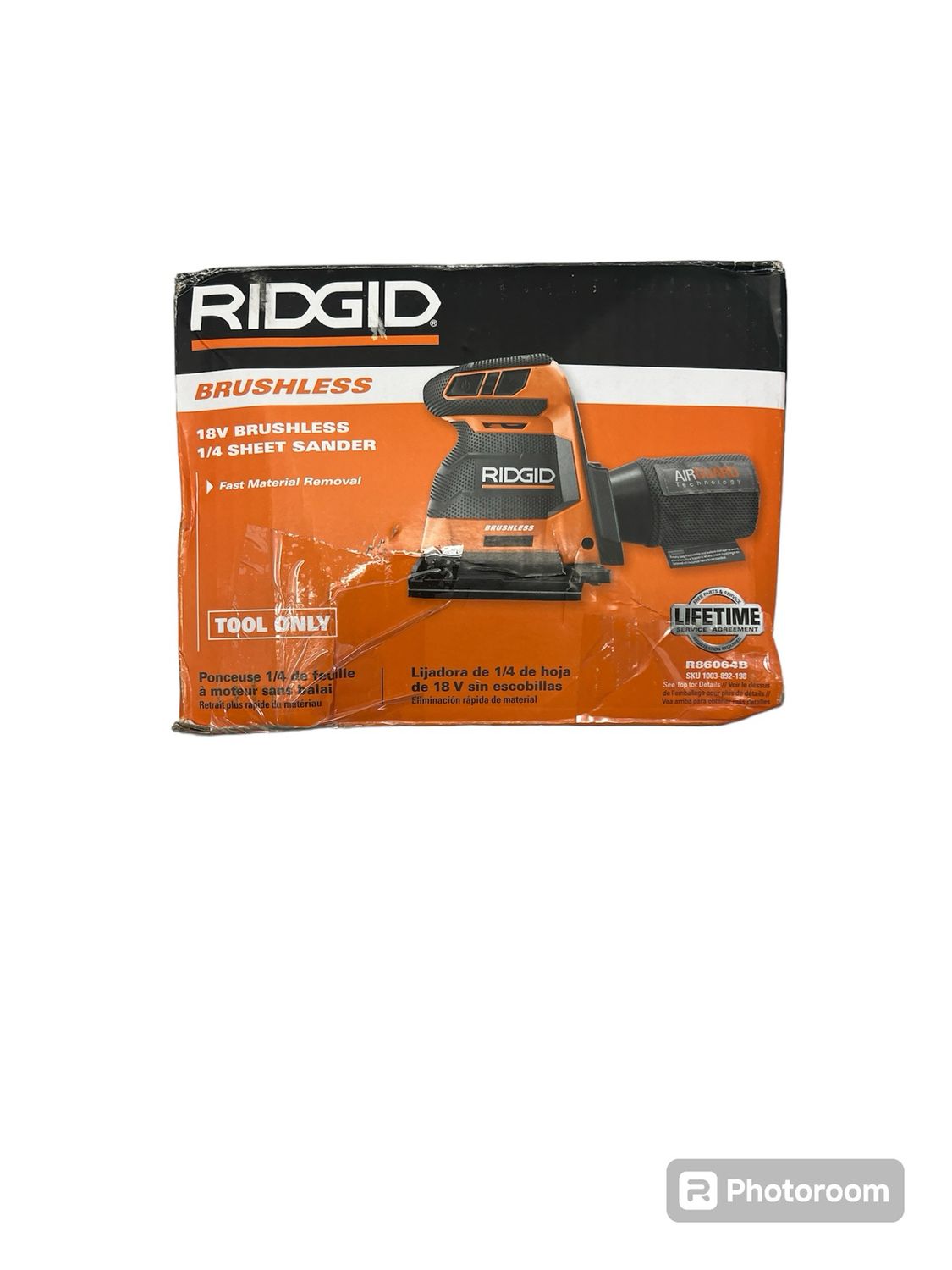 Ridgid 18V OCTANE Brushless Cordless 3-Speed 1/4 Sheet Sander R86064B .