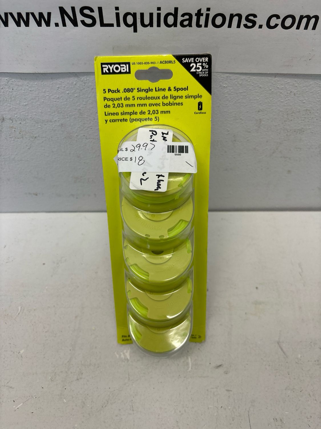 Ryobi 0.080 in. Replacement Auto-Feed Line Spools (5-Pack) AC80RL5