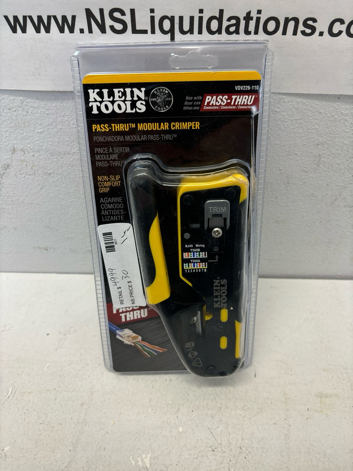 Klein Tools Ratcheting Ethernet Wire Crimper / Stripper / Cutter, for Pass-Thru (VDV226-110) VDV226-110