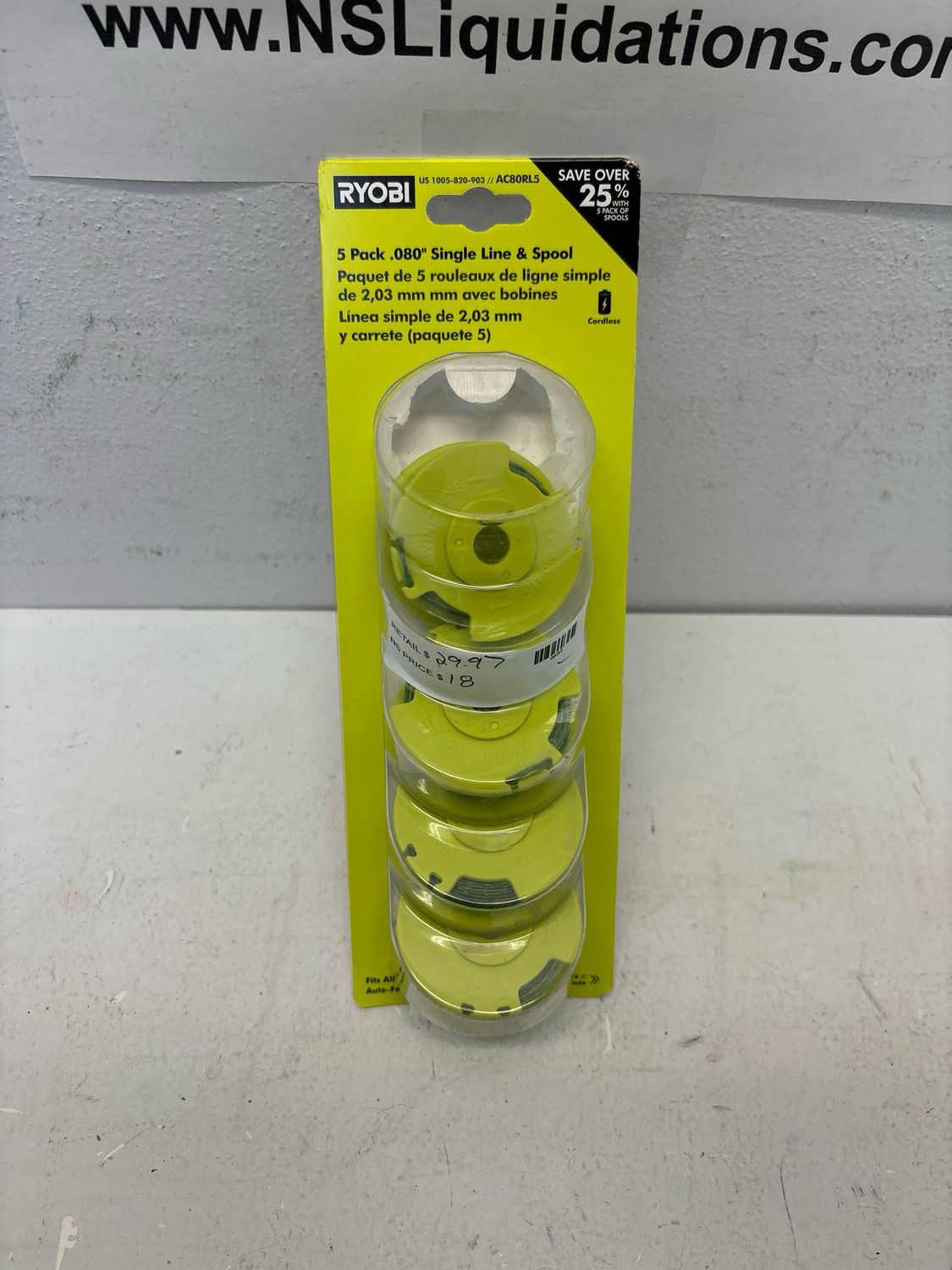 RYOBI 0.080 in. Replacement Auto-Feed Line Spools (4-Pack) AC80RL5