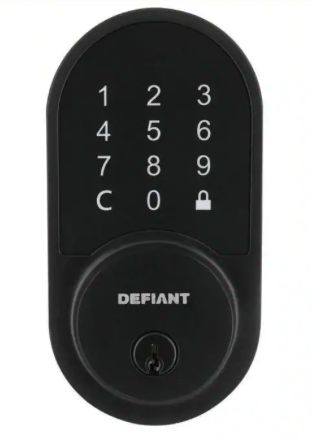 Defiant Round Matte Black Smart Wi-Fi Deadbolt Powered by Hubspace HSGC6X9D01AJ