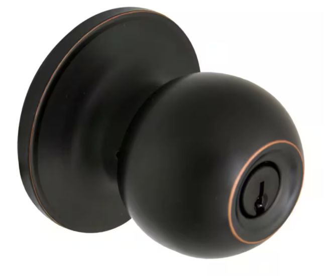 Defiant Simple Series Ball Aged Bronze Keyed Entry Door Knob EVTWX700B