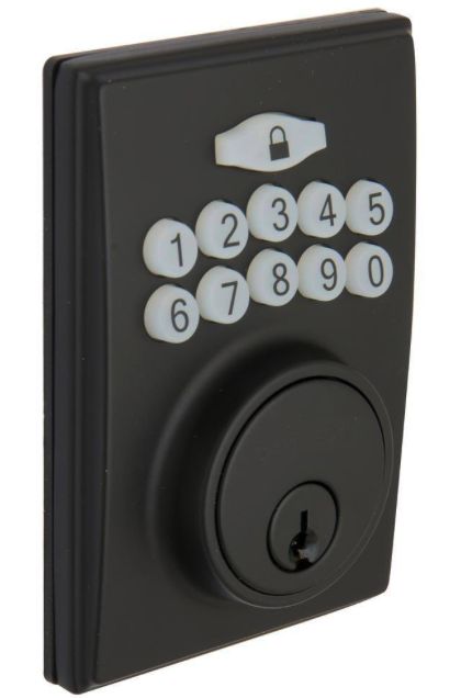 Defiant Square Matte Black Electronic Single Cylinder Keypad Deadbolt 32GA8X9D01AA
