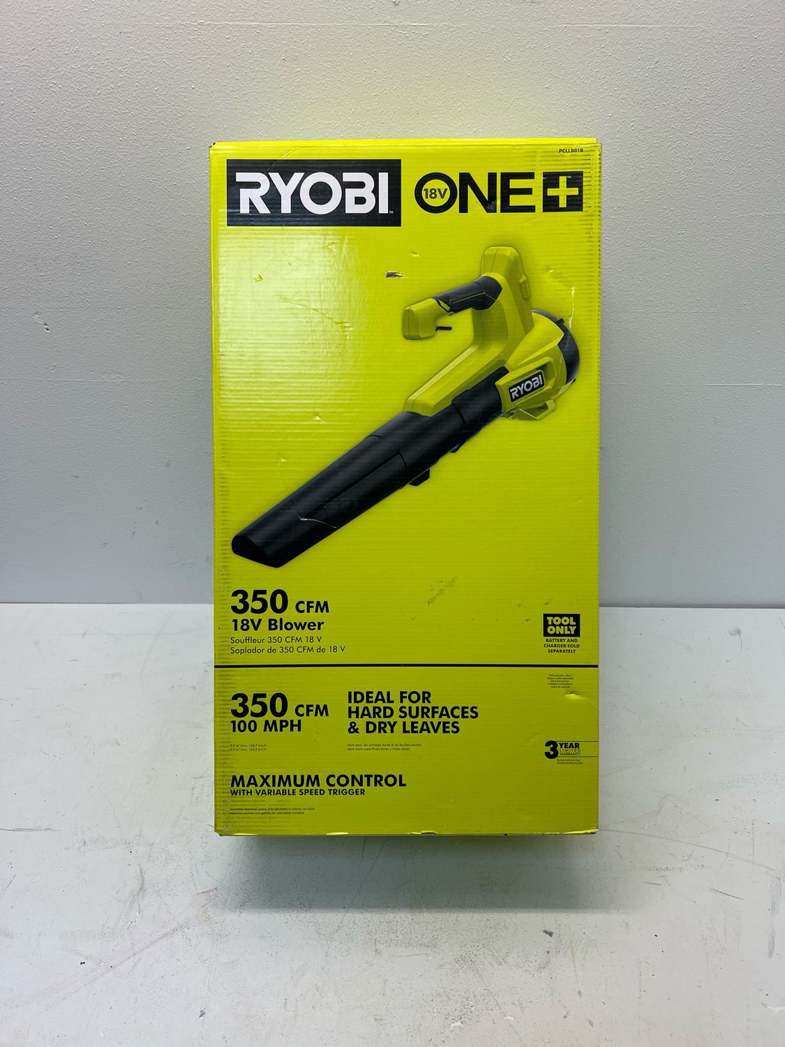 Ryobi ONE+ 18V 100 MPH 350 CFM Cordless Battery Variable-Speed Jet Fan Leaf Blower (Tool Only) PCLLB01B
