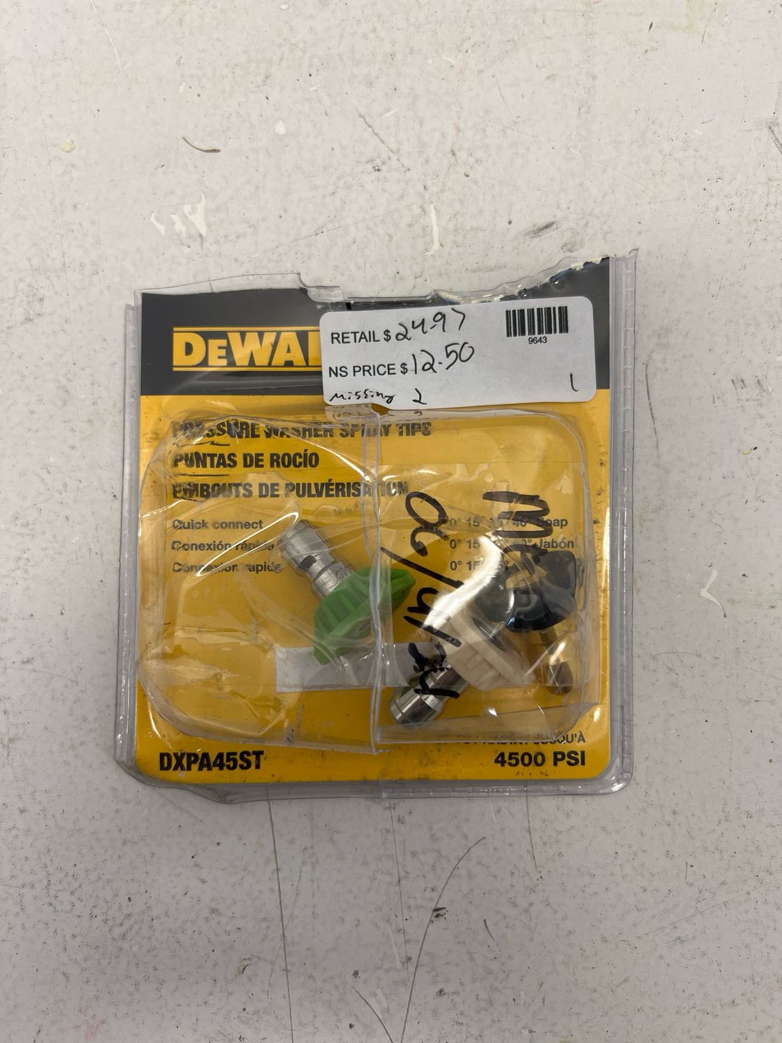 DEWALT Replacement Spray Nozzles with 1/4 in. QC Connections for Hot/Cold Water 4500 PSI Pressure Washers DXPA45ST