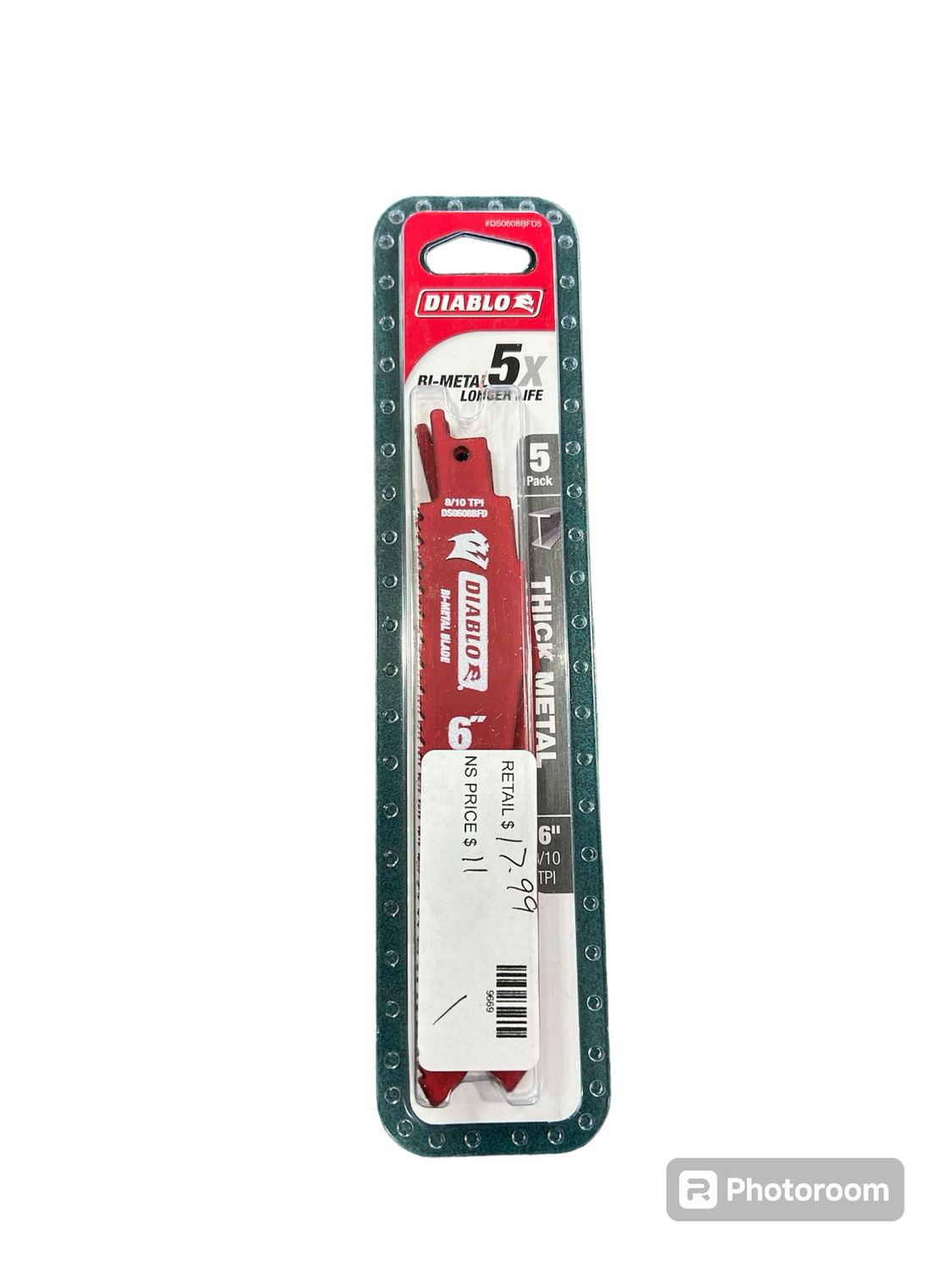 Diablo Tools 6in Bi-Metal Recip Blade for Thick Metal/Demolition DS0608BFD5