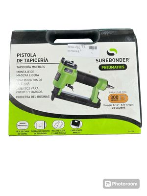 Surebonder Pneumatic 22-Gauge Upholstery Staple Gun (Stapler) with Carrying Case 9615A