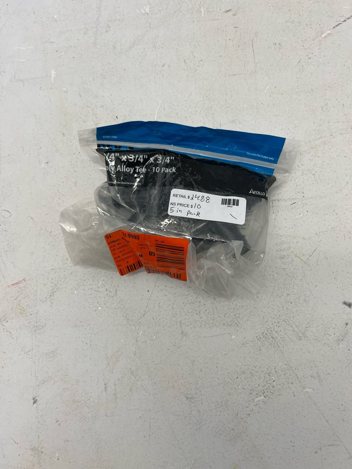 Apollo 3/4 in. Poly-Alloy PEX-A Expansion Barb Tee (10-Pack) EPXPAT3410PK .