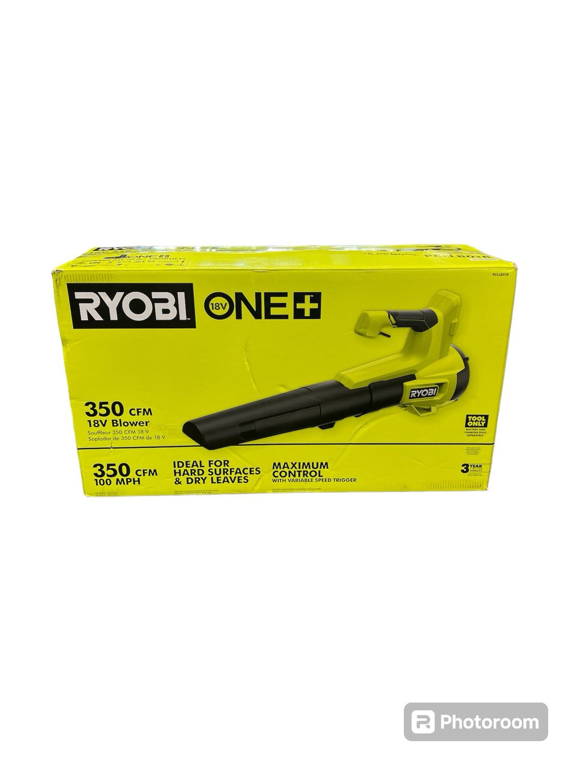 Ryobi ONE+ 18V 100 MPH 350 CFM Cordless Battery Variable-Speed Jet Fan Leaf Blower (Tool Only) PCLLB01B . .