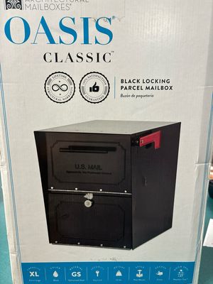 Architectural Mailboxes Oasis Classic Black, Extra Large, Steel, Locking, Post Mount Parcel Mailbox with High Security Reinforced Lock 6200B-10