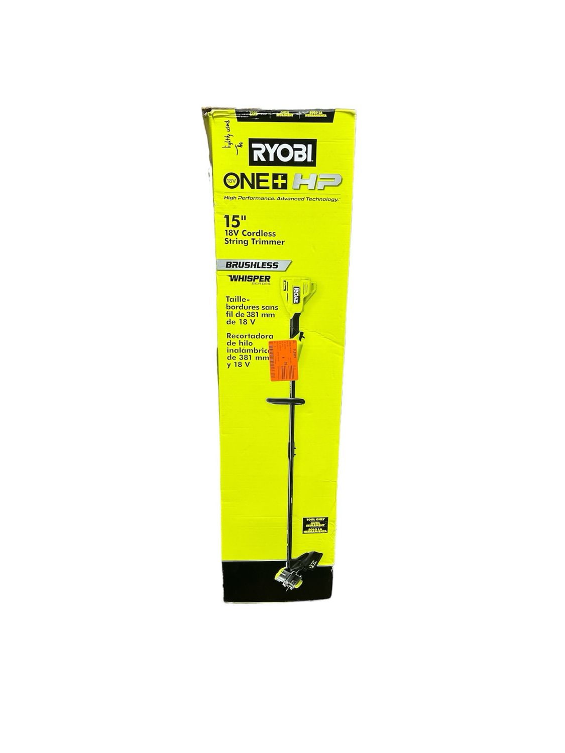 Ryobi ONE+ HP 18V Brushless Whisper Series 15 in. Cordless Battery String Trimmer (Tool Only)  P20019BTL