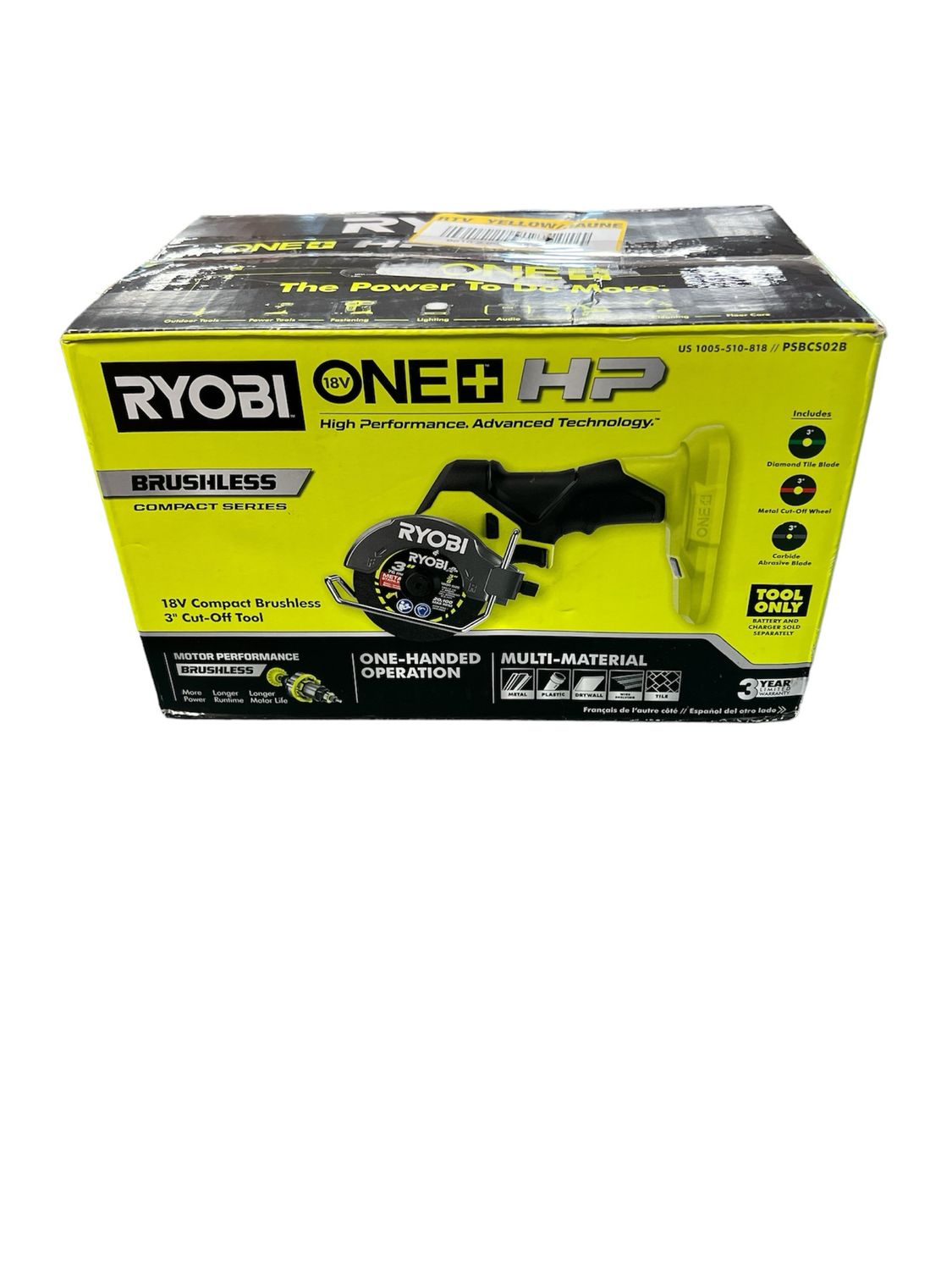 Ryobi ONE+ HP 18V Brushless Cordless Compact Cut-Off Tool (Tool Only) PSBCS02B
