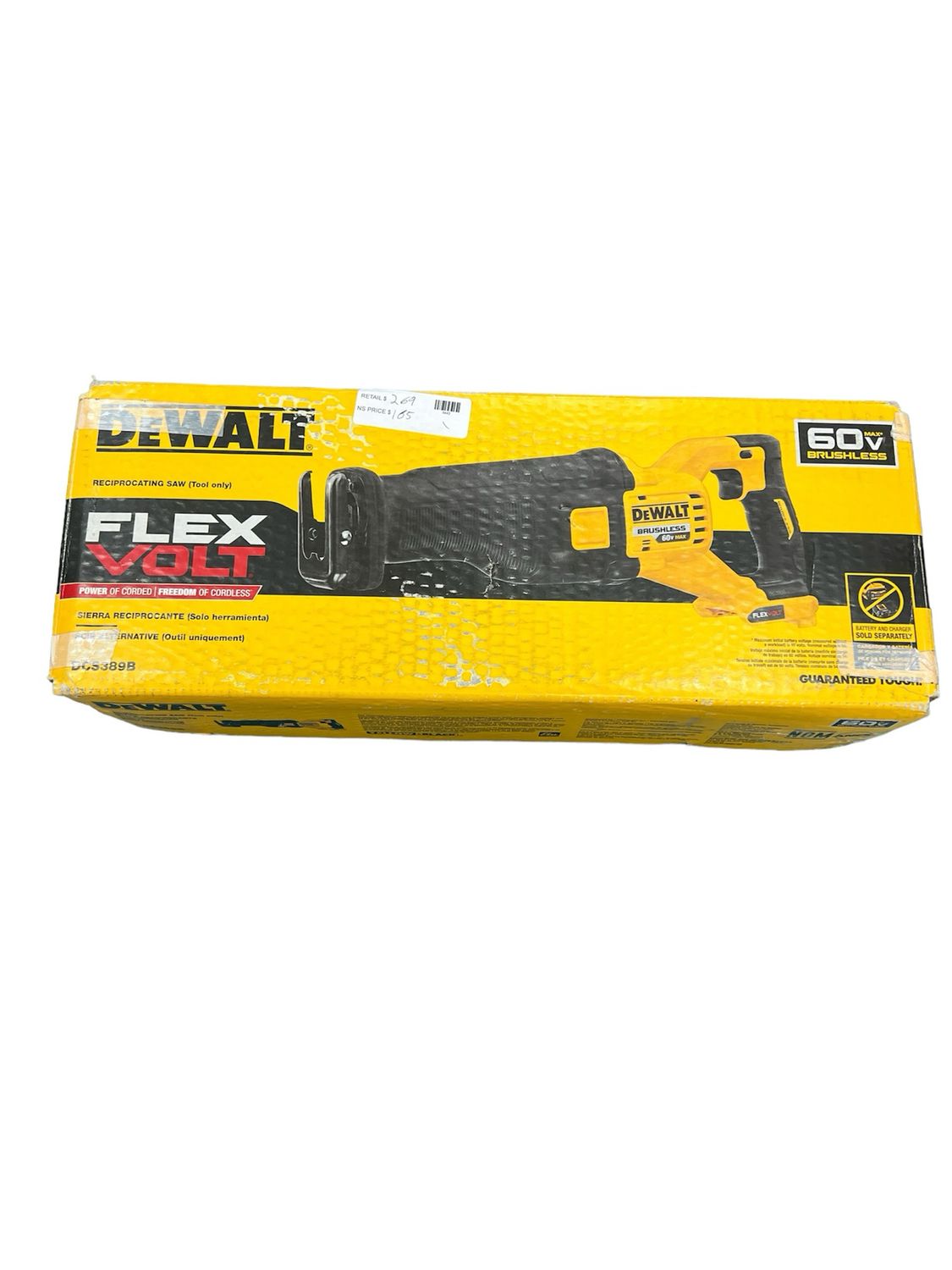 Dewalt FLEXVOLT 60V MAX Cordless Brushless Reciprocating Saw (Tool Only) DCS389B