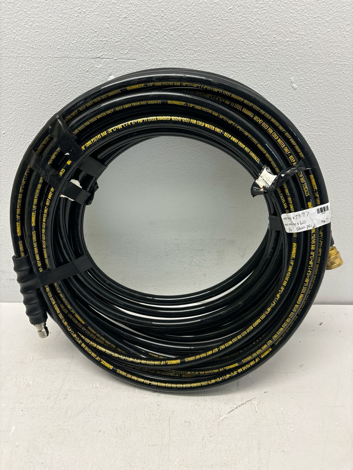 DEWALT 3/8 in. x 50 ft Replacement/Extension Hose for Cold Water 5000 PSI Pressure Washers DXPA50PH