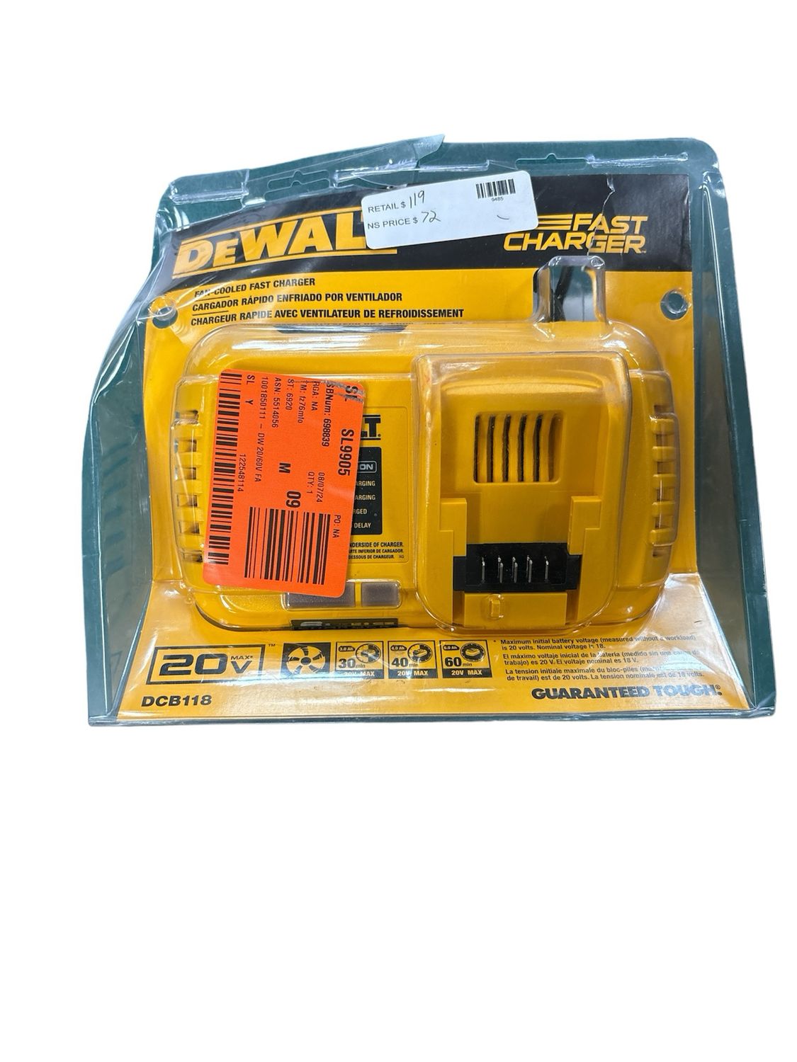 DEWALT 20V MAX Lithium-Ion Fan Cooled Fast Battery Charger DCB118 .. .