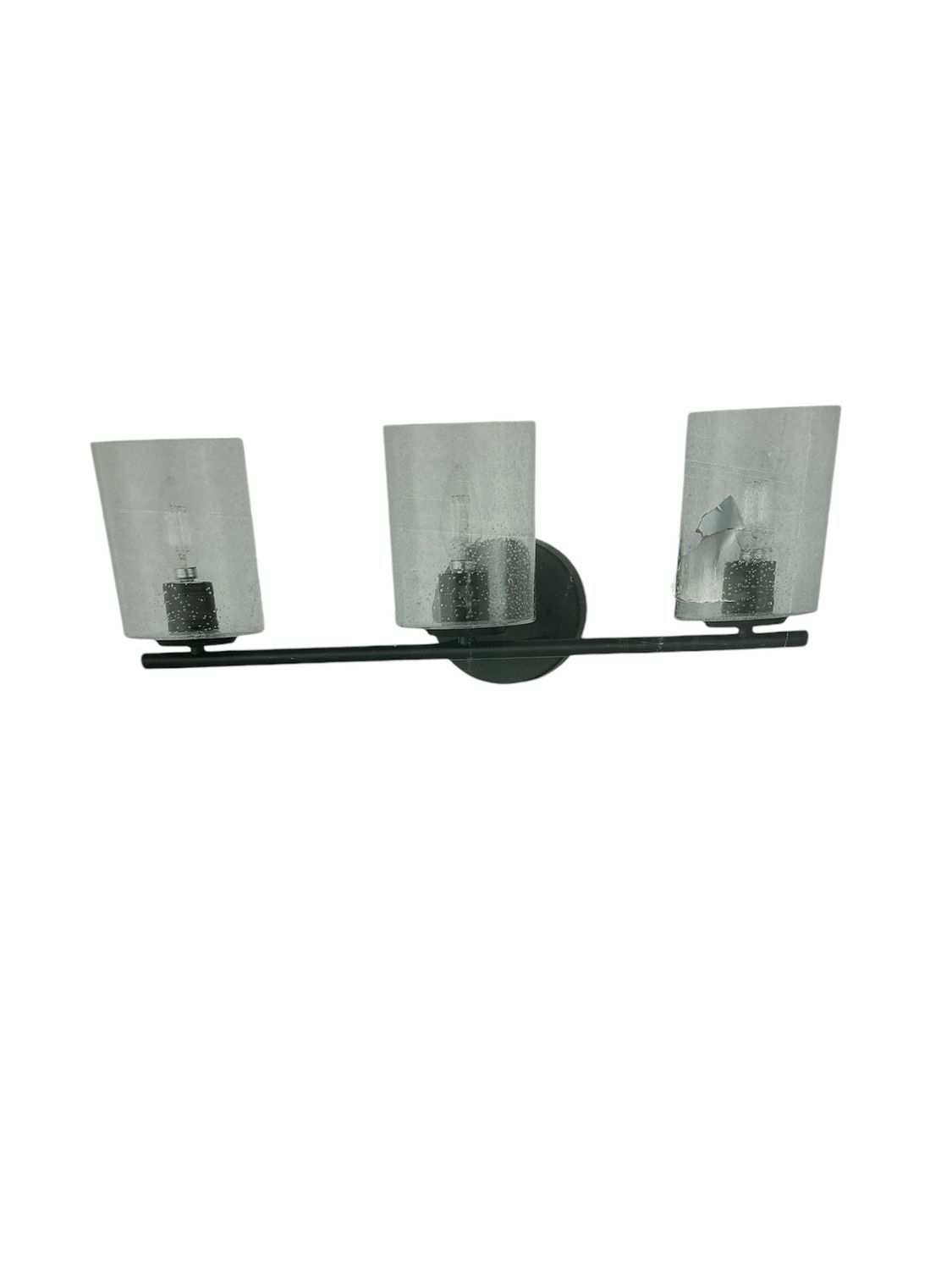 Hampton Bay Champlain 22.375 in. 3-Light Matte Black Modern Bathroom Vanity Light with Clear Seeded Glass Shades 1023HBMBSGDI